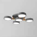 Living Room Large 5-Light Drum Semi-Flush Mount Light Image - 4