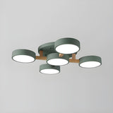 Living Room Large 5-Light Drum Semi-Flush Mount Light Image - 5