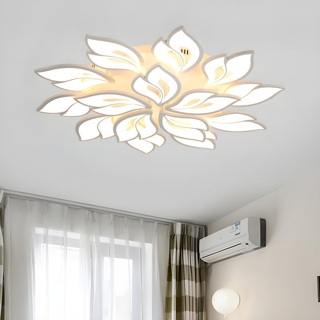 Living Room Large Floral LED Semi-Flush Mount Light Image - 2