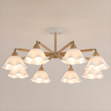 Living Room Large Flower Semi-Flush Mount Light 8-Light Image - 18