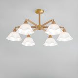 Living Room Large Flower Semi-Flush Mount Light 8-Light Image - 9