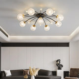 Living Room Large Gold Sputnik Semi-Flush Light 9-Light  Image - 4