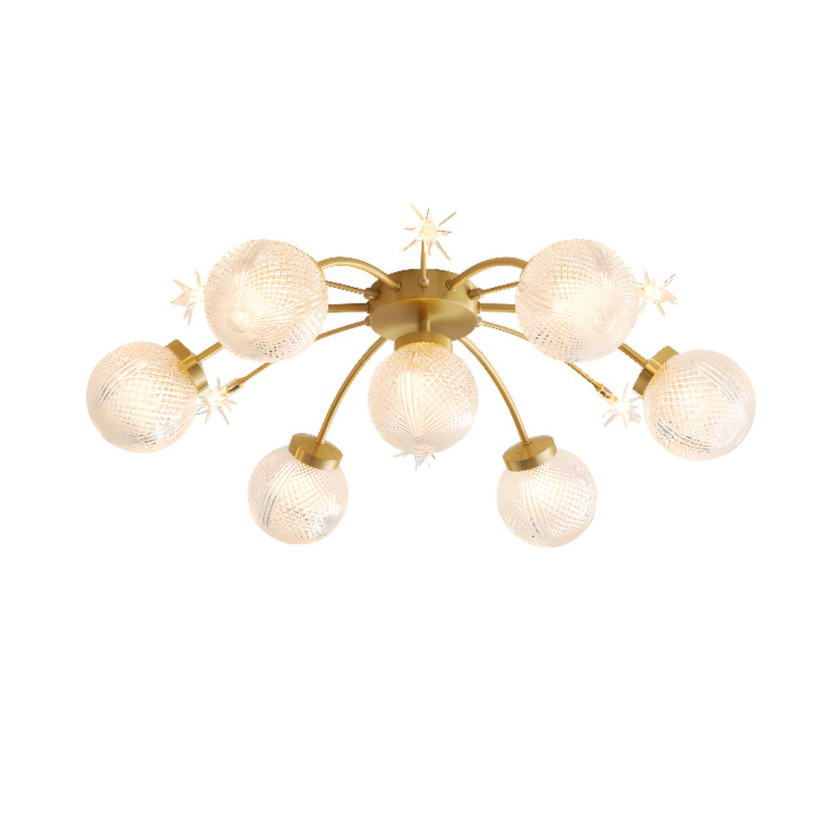 Living Room Large Gold Sputnik Semi-Flush Light 9-Light  Image - 8