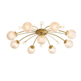 Living Room Large Gold Sputnik Semi-Flush Light 9-Light  Image - 9