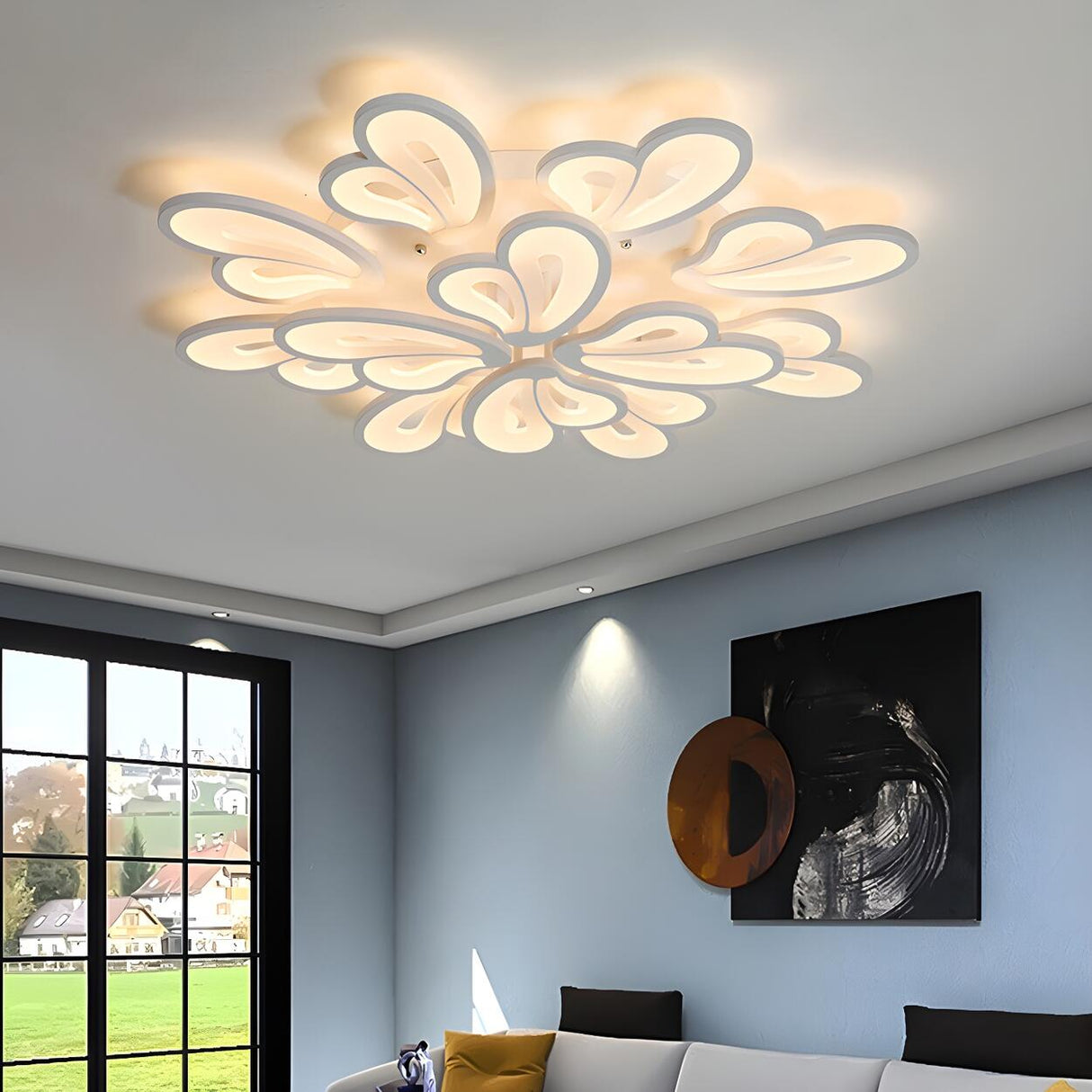 Living Room Large Modish Flower LED Flush Mount Light Image - 4