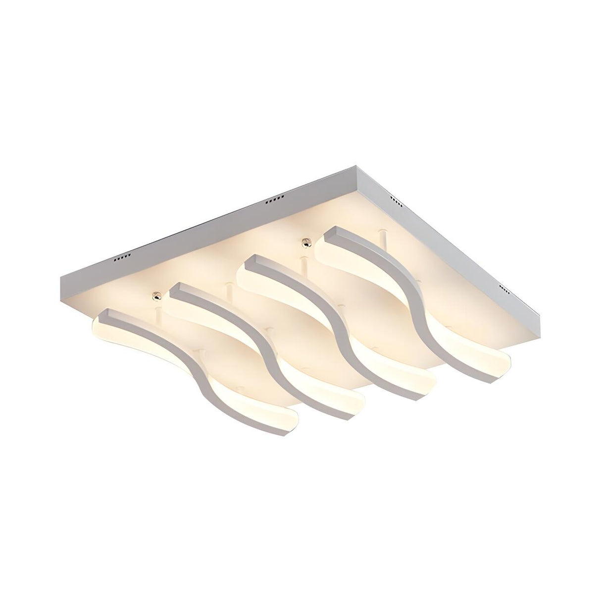 Living Room Large Rectangle Wavy LED Flush Mount Light Image - 10