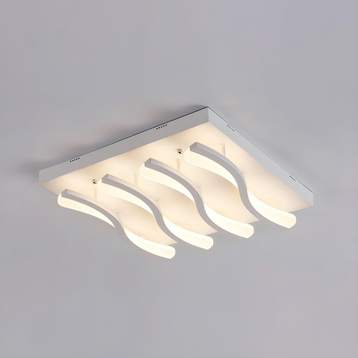 Living Room Large Rectangle Wavy LED Flush Mount Light Image - 11