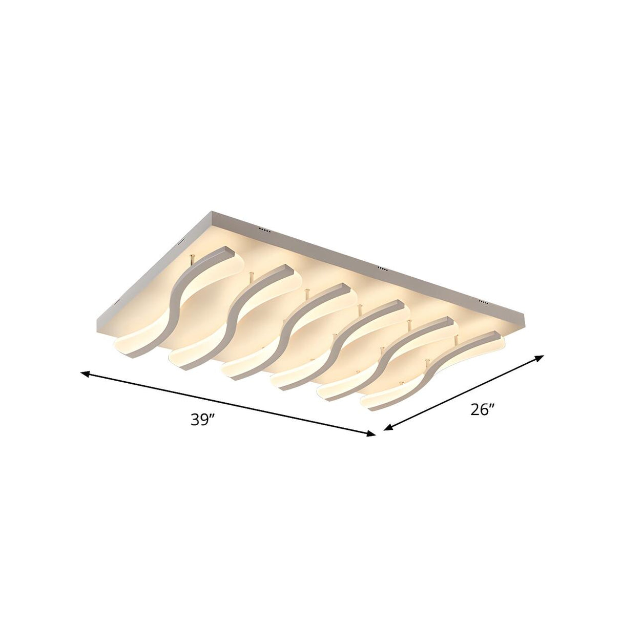 Living Room Large Rectangle Wavy LED Flush Mount Light 