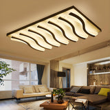 Living Room Large Rectangle Wavy LED Flush Mount Light Image - 5