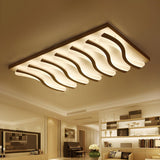 Living Room Large Rectangle Wavy LED Flush Mount Light Image - 6