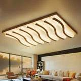 Living Room Large Rectangle Wavy LED Flush Mount Light Image - 7