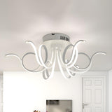 Living Room Large White Curly LED Flush Mount Light Image - 6