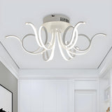 Living Room Large White Curly LED Flush Mount Light Image - 7