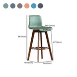 Living Room Leather Saddle Seat Backrest Wood Bar Stool Image - 24