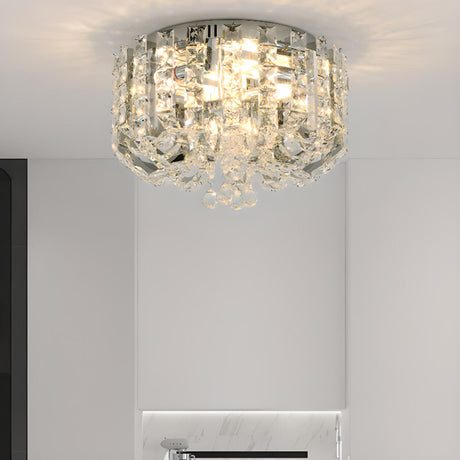 Living Room Luxurious Crystal Flush Mount Ceiling Light Image - 2