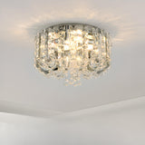 Living Room Luxurious Crystal Flush Mount Ceiling Light Image - 6