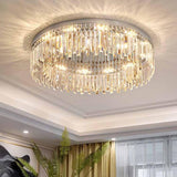 Living Room Luxury Crystal Bars Round Flush Mount Light Image - 1