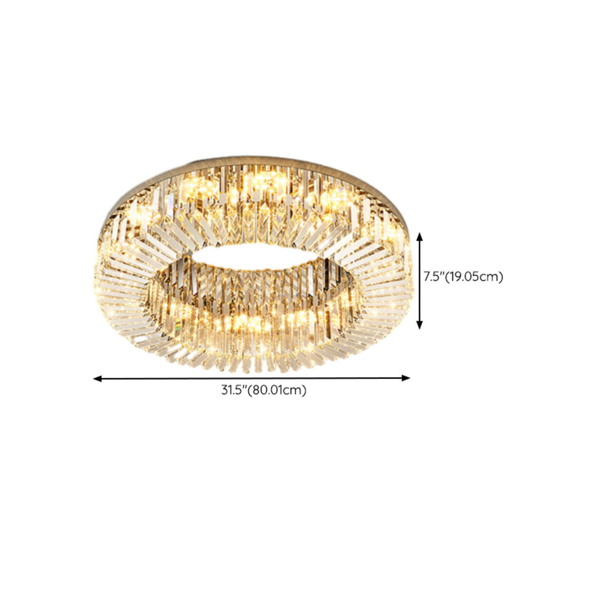 Living Room Luxury Crystal Bars Round Flush Mount Light Image - 17