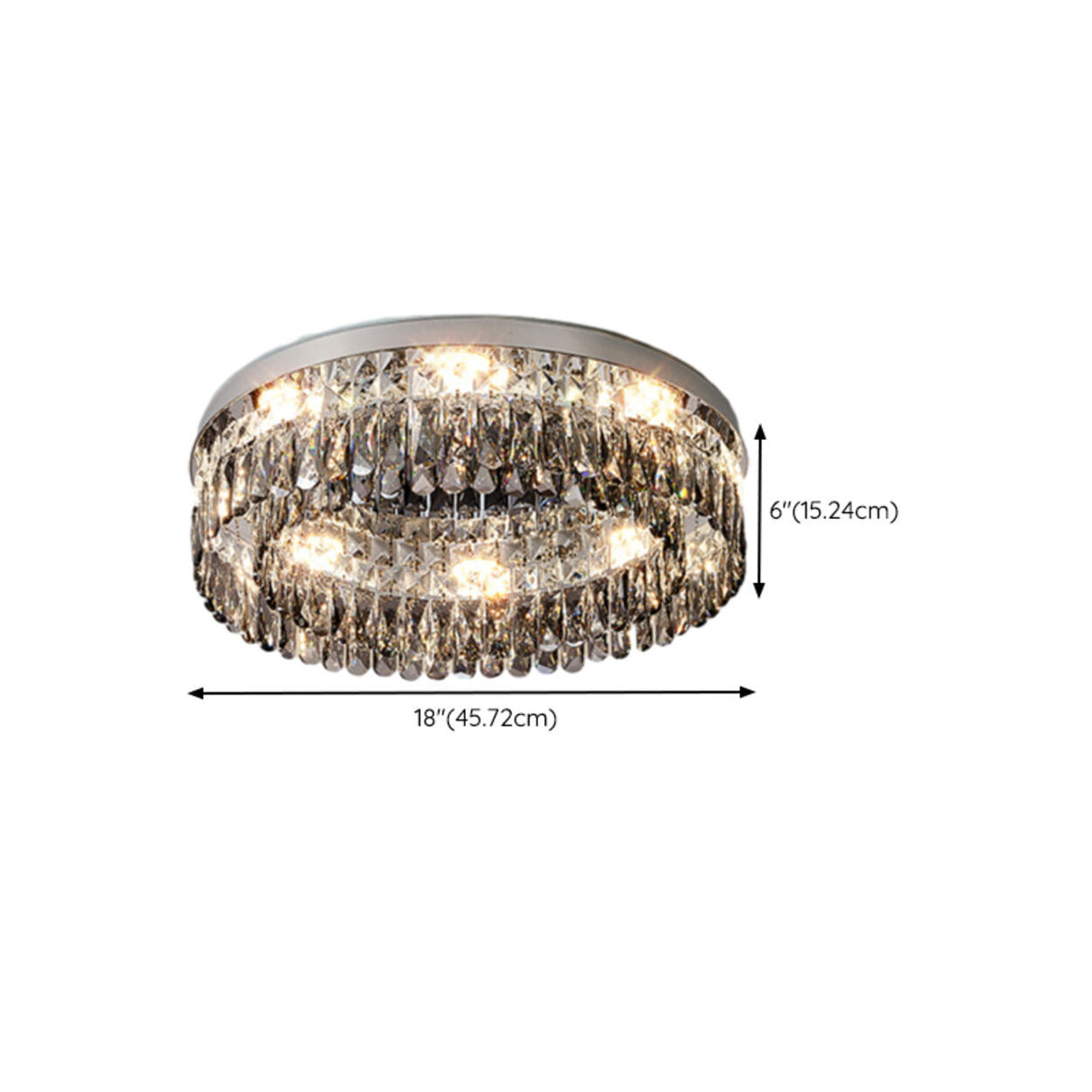 Living Room Luxury Crystal Bars Round Flush Mount Light Image - 19