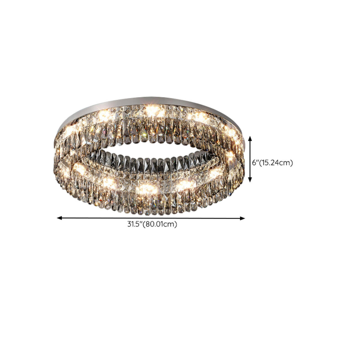 Living Room Luxury Crystal Bars Round Flush Mount Light Image - 21