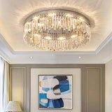 Living Room Luxury Crystal Bars Round Flush Mount Light Image - 4