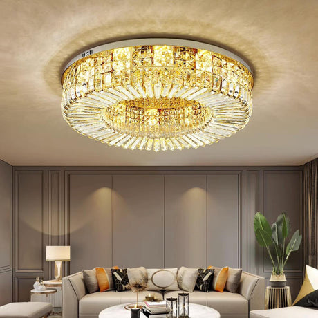 Living Room Luxury Crystal Flush Mount Ceiling Light Image - 1