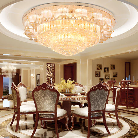 Living Room Luxury Glass Drop Gold Flush Mount Light Image - 2