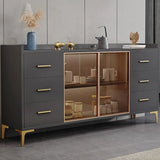 Living Room Metal Gray Storage Sideboard China Cabinet Image - 6