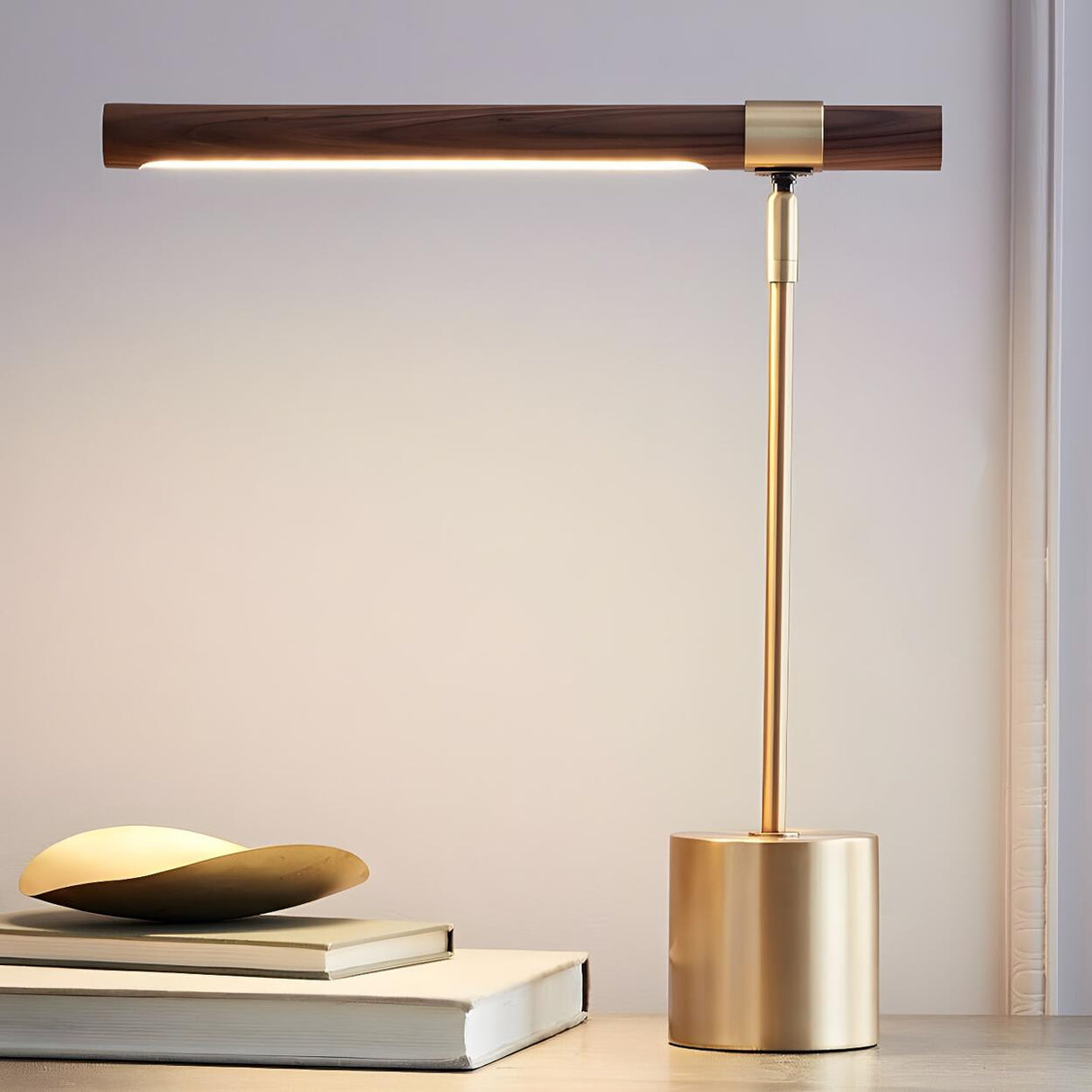 Living Room Modern Brown Linear Metal Table Lamp Image - 2