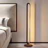 Living Room Modern Brown Oval Wooden LED Floor Lamp Image - 4