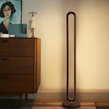 Living Room Modern Brown Oval Wooden LED Floor Lamp Image - 6