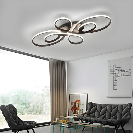 Living Room Modern Coffee Swirl LED Flush Mount Light Image - 2