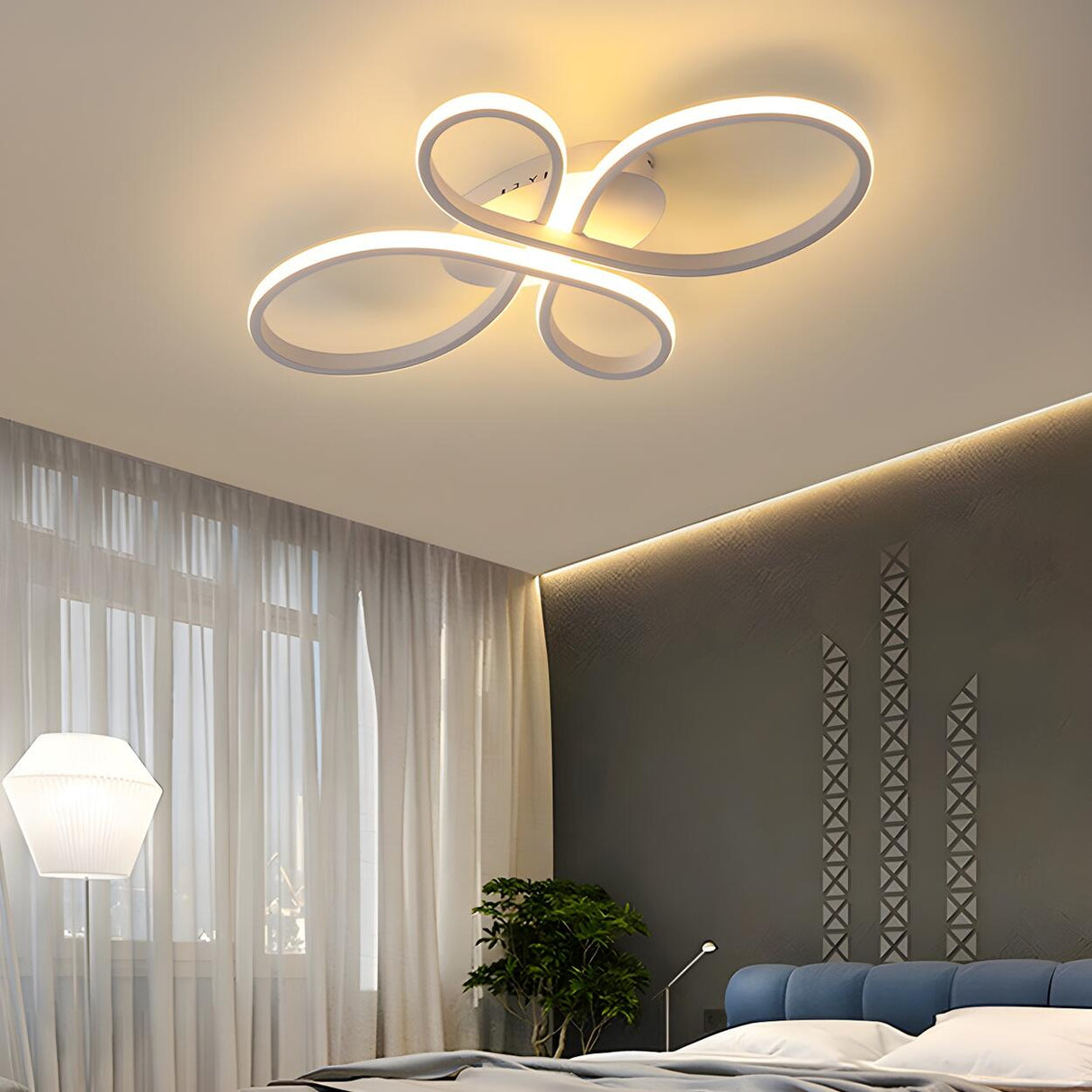 Living Room Modern Coffee Swirl LED Flush Mount Light Image - 8