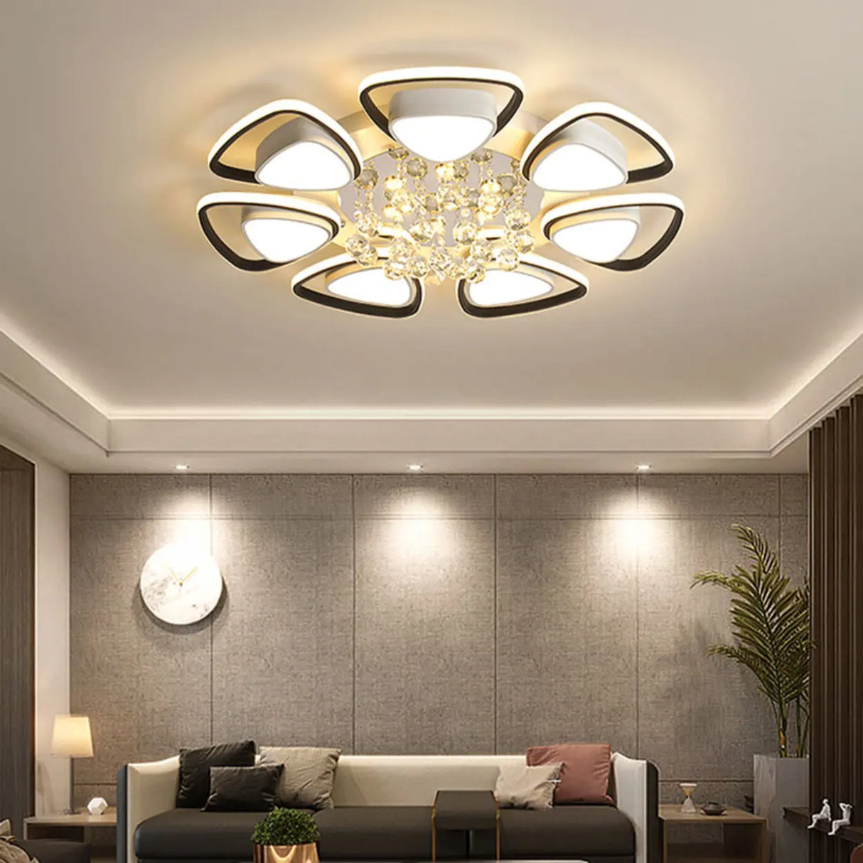 Living Room Modern Flower LED Semi-Flush Mount Light Image - 4