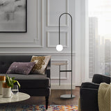 Living Room Modern Globe Floor Lamp with Shelves Image - 1