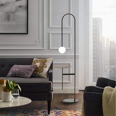 Living Room Modern Globe Floor Lamp with Shelves Image - 1