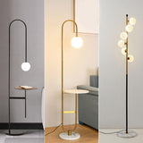 Living Room Modern Globe Floor Lamp with Shelves Image - 4