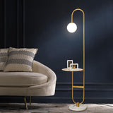 Living Room Modern Globe Floor Lamp with Shelves Image - 6