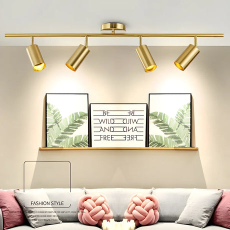 Living Room Modern Gold Linear Metal Fixed Track Light Image - 1