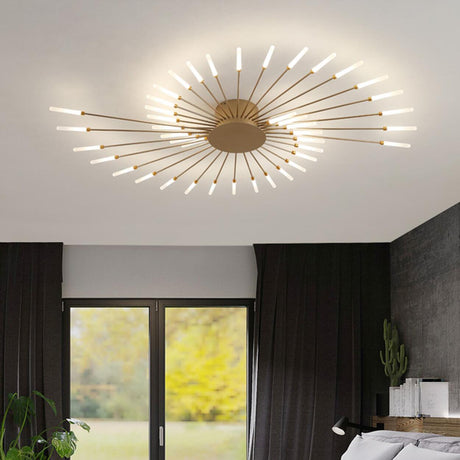 Living Room Modern Starburst Semi-Flush Mount Light Image - 1