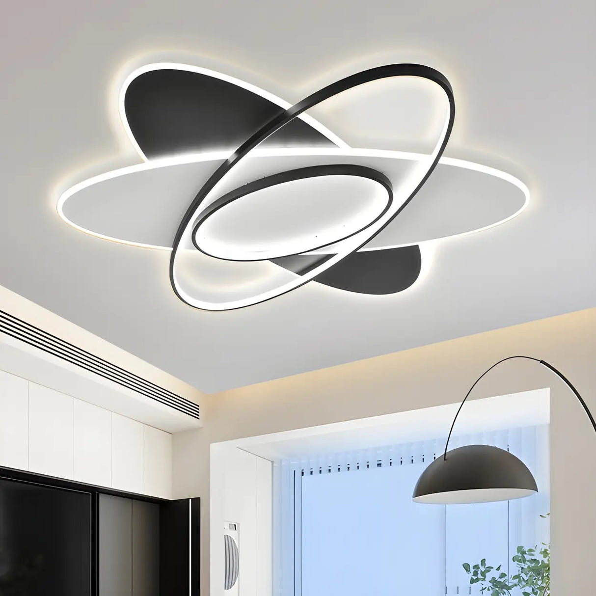 Living Room Modern Three Oval LED Flush Mount Light Image - 14