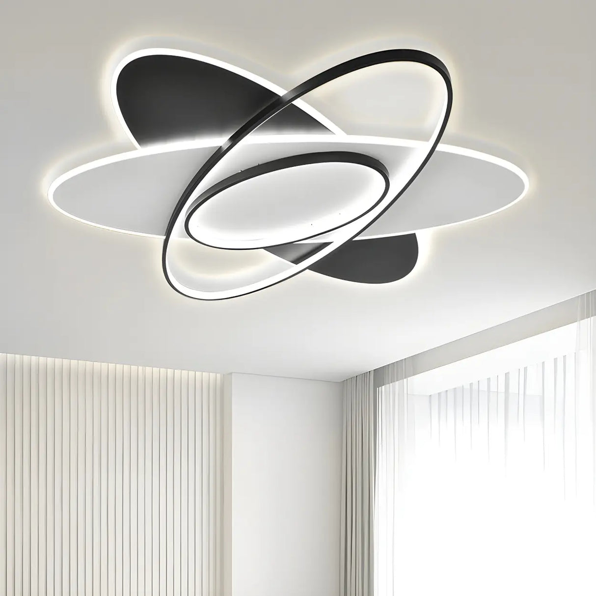 Living Room Modern Three Oval LED Flush Mount Light Image - 4