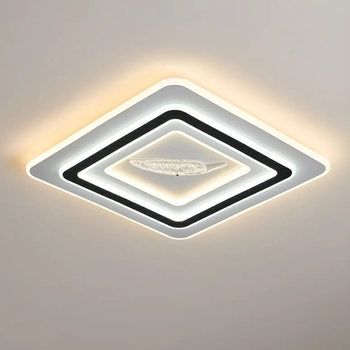 Living Room Modern White Rectangle LED Flush Mount Lamp Image - 11