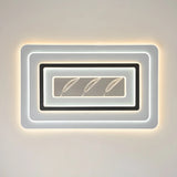 Living Room Modern White Rectangle LED Flush Mount Lamp Image - 13