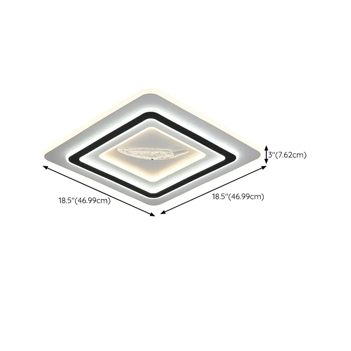 Living Room Modern White Rectangle LED Flush Mount Lamp Image - 20