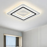 Living Room Modern White Rectangle LED Flush Mount Lamp Image - 3