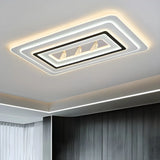 Living Room Modern White Rectangle LED Flush Mount Lamp Image - 4