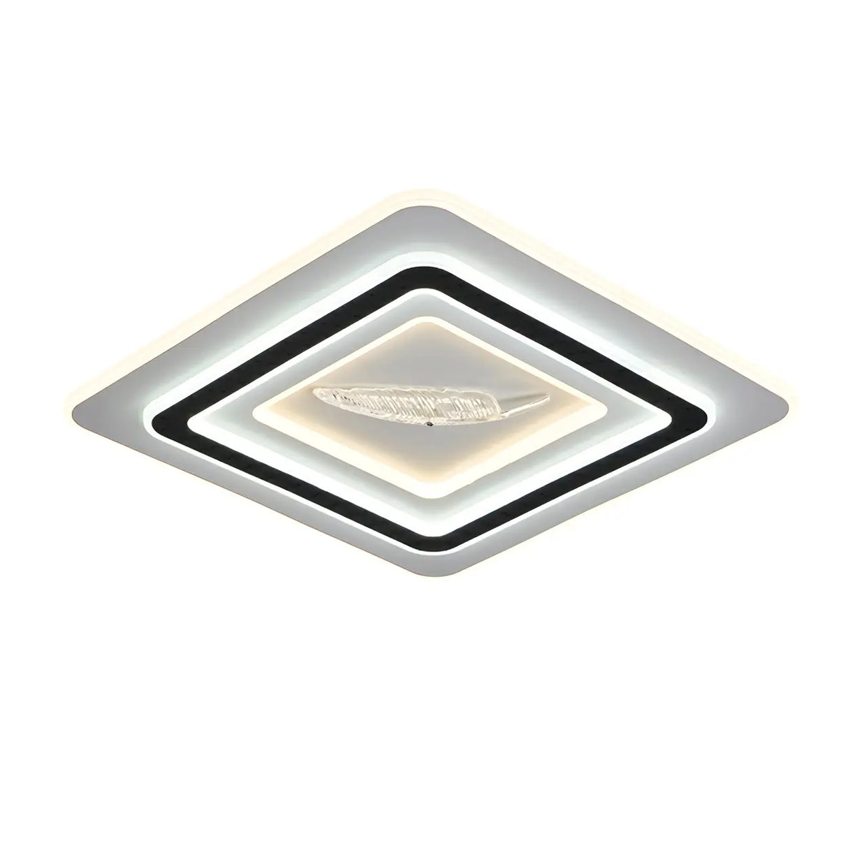 Living Room Modern White Rectangle LED Flush Mount Lamp Image - 9