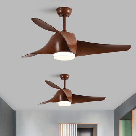 Living Room Modern Wood 3 Blade LED Ceiling Fan Light Image - 1