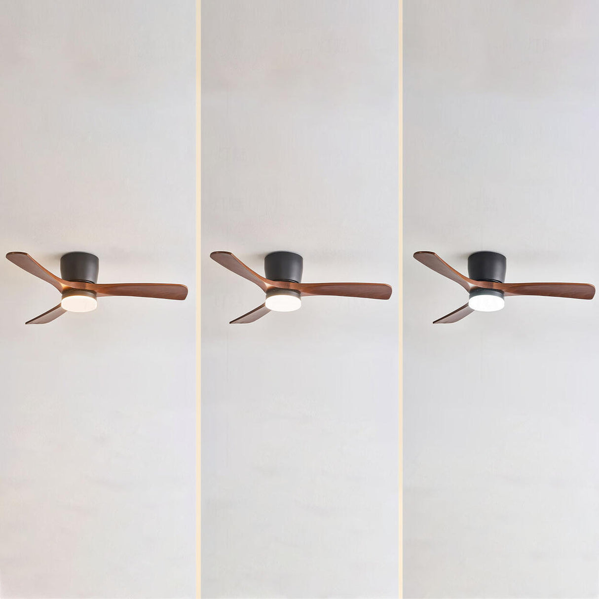 Living Room Modern Wooden 3 Blade Ceiling Fan Light Image - 10